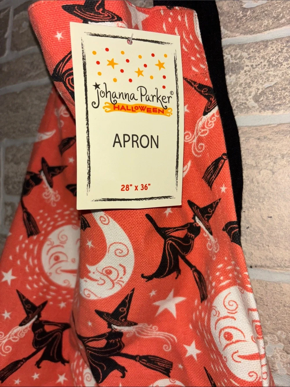 Viral Johanna Parker Halloween apron, Orange Witch & Moon Apron 28“ x 36“